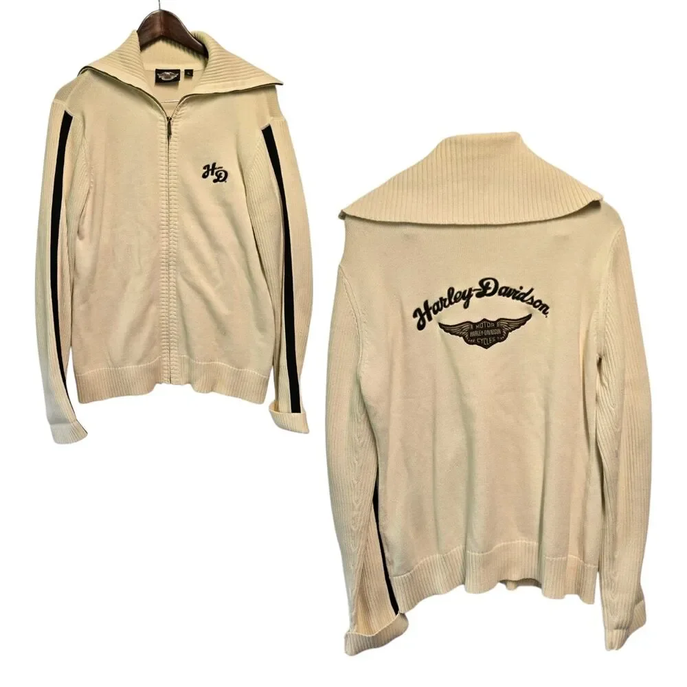 HARLEY‎ DAVIDSON Zip Up Sweater Cardigan Embroidered Size XL